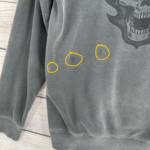 Creature Skateboards Flaming Bonehead Hoodie Sweatshirt Adult Medium Gray - Picture 5 of 10